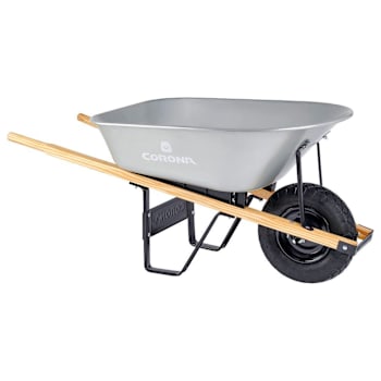 Corona Tools 6 Cu. Ft. Steel Wheelbarrow Wood Handles Pneumatic Tire
