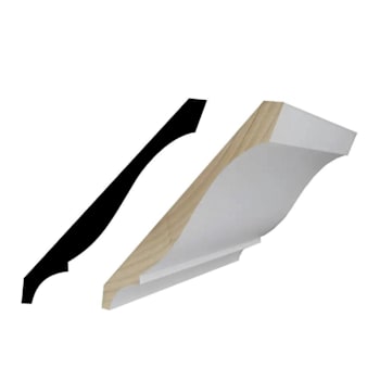 Reso 9/16" x 5-1/4" x 96" Primed Finger-Joined Pine Crown Molding, 5 Pieces