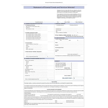 Hy-Ko 3-Part Funeral Statement V3 8.5 X 14" Package Of 100