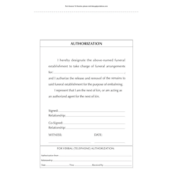 Hy-Ko 2-Part Funeral Authorization 5.5 X 8.5" Package Of 100