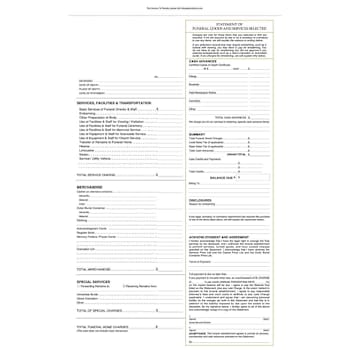 Hy-Ko 3-Part Funeral Statement V1 8.5 X 14" Package Of 100