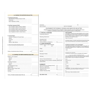 Hy-Ko 3-Part Funeral Statement 14 X 8.5" Package Of 100