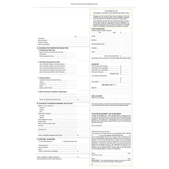 Hy-Ko 3-Part Funeral Statement 8.5 X 14" Package Of 100