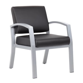 Boss Office Products Contemporary Styled Black Guest Chair Brushed Nickle Frame