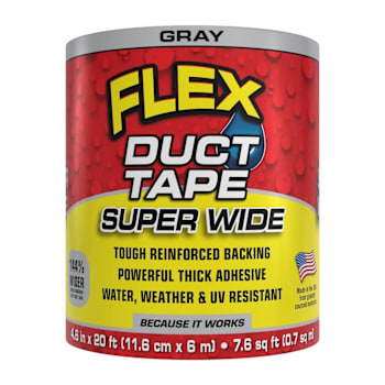 Flex Seal Super Wide Duct Tape, Gray, 4.60" x 20', Case Of 6