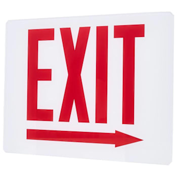 Satco Exit Panel Accessory, White Glass Panel, Red EXIT Signage, Right Arrow