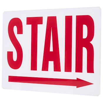 Satco Exit Panel Accessory, White Glass Panel, Red STAIR Signage, Right Arrow