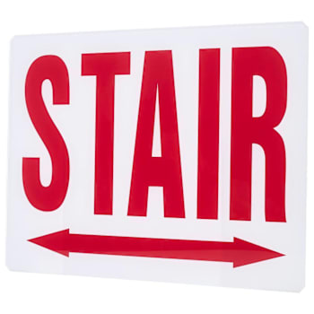 Satco Exit Panel Accessory, White Glass Panel, Red STAIR Signage, Double Arrow