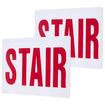 Satco Exit Double-Sided Panel, 2 White Glass, Red STAIR Signage, No Arrows