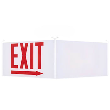 Satco Edge Lit Exit Sign Panel, White Single-Face Plastic, Red EXIT, Right Arrow
