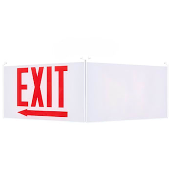 Satco Edge Lit Exit Sign Panel, White Single-Face Plastic, Red EXIT, Left Arrow