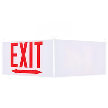 Satco Edge Lit Exit Sign Panel, White Single-Face Plastic, Red EXIT, 2 Arrows
