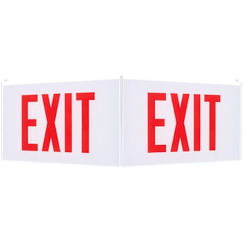 Satco Edge Lit Exit Sign Double-Sided, White Single-Face, Red EXIT, No Arrows