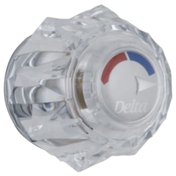 Image for Handle, Shower Knob, Single Clear,red And Blue Indicators, Silver Button Insert from HD Supply