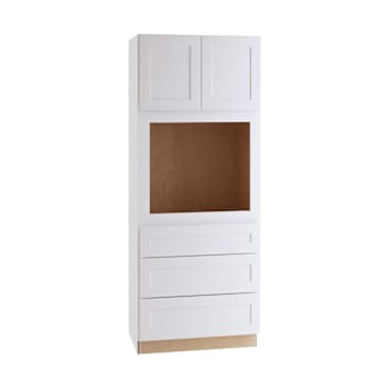 Image for Newport 33 In. W X 24 In. D X 90 In. H Assembled Plywood Double Oven Kitchen Cabinet In Pacific White With Soft Close from HD Supply
