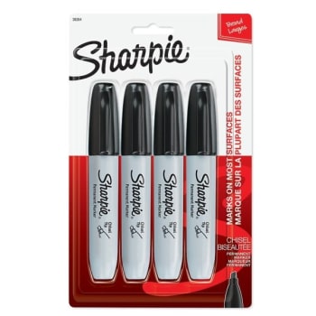 Sharpie® Black Chisel Tip Permanent Markers, Box Of 8