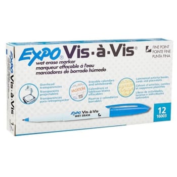 Image for Expo® Blue Vis-A-Vis Fine Point Wet Erase Marker, Box Of 12 from HD Supply