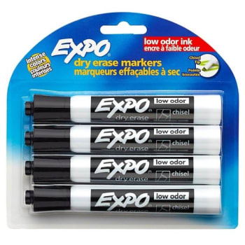 Expo® Black Low-Odor Chisel Tip Dry Erase Marker, Box Of 8