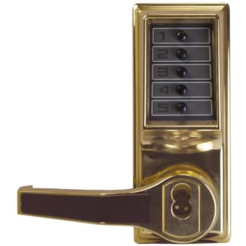 Image for dormakaba Cylindrical Lever Lock, Combination Entry, Less Core, Bright Brass from HD Supply