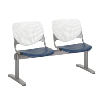 Image for Kfi Seating Kool 2-Seat Reception Bench, White Backs, Navy Seats from HD Supply