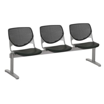 Kfi Seating Kool 3-Seat Reception Bench, Black Seats & Back