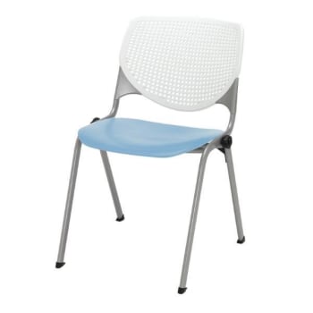 Kfi Seating Kool Stack Chair, White Back, Sky Blue Seat