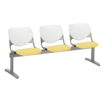 Kfi Seating Kool 3-Seat Reception Bench, White Backs, Yellow Seats