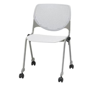 Kfi Seating Kool Stack Chair, Casters, Light Gray Back, White Seat
