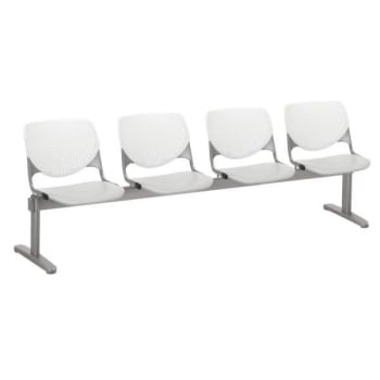 Kfi Seating Kool 4-Seat Reception Bench, White Backs, Light Gray Seats