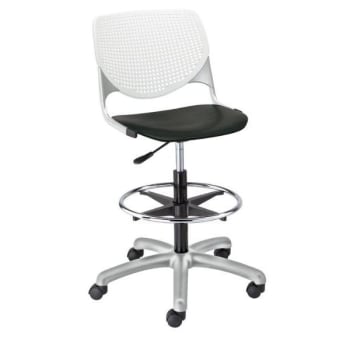 Image for Kfi Seating Kool Drafting Stool, White Back, Black Seat from HD Supply