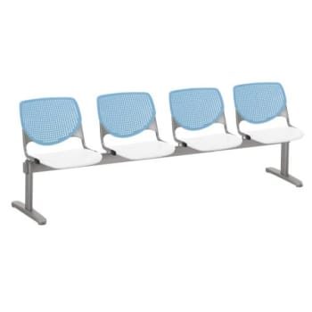 Image for Kfi Seating Kool 4-Seat Reception Bench, Sky Blue Backs, White Seats from HD Supply