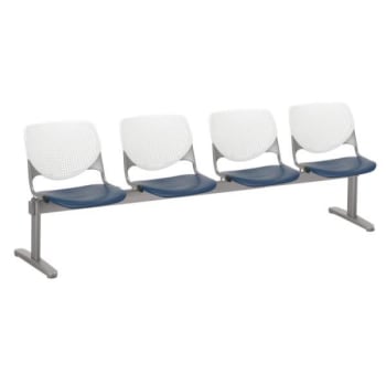 Kfi Seating Kool 4-Seat Reception Bench, White Backs, Navy Seats