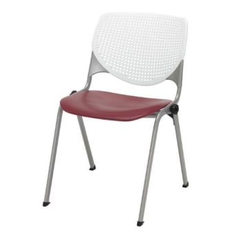 Kfi Seating Kool Stack Chair, White Back, Burgundy Seat