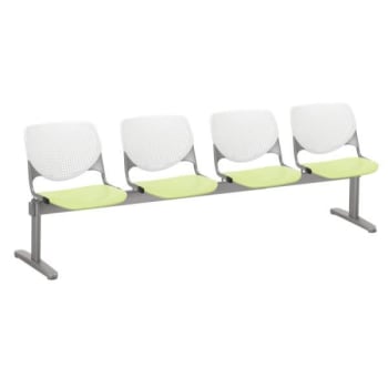 Kfi Seating Kool 4-Seat Reception Bench, White Backs, Lime Green Seats