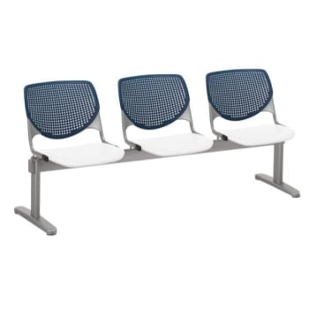Image for Kfi Seating Kool 3-Seat Reception Bench, Navy Backs, White Seats from HD Supply