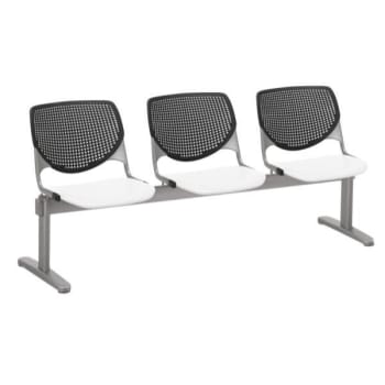Image for Kfi Seating Kool 3-seat Reception Bench, Black Backs, White Seats from HD Supply