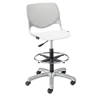 Image for Kfi Seating Kool Drafting Stool, Light Grey Back, White Seat from HD Supply