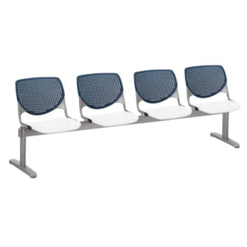 Image for Kfi Seating Kool 4-Seat Reception Bench, Navy Backs, White Seats from HD Supply