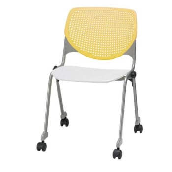 Image for Kfi Seating Kool Stack Chair, Casters, Yellow Back, White Seat from HD Supply