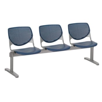 Kfi Seating Kool 3-Seat Reception Bench, Navy Seats & Back
