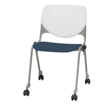 Image for Kfi Seating Kool Stack Chair, Casters, White Back, Navy Seat from HD Supply
