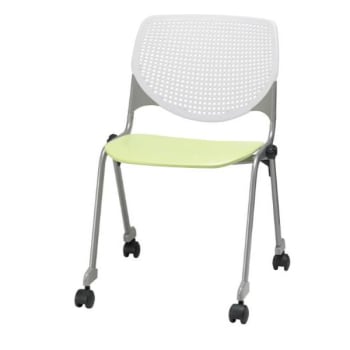 Image for Kfi Seating Kool Stack Chair, Casters, White Back, Lime Green Seat from HD Supply