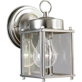 Image for Progress Lighting Flat Glass Lantern 4.56 X 8.63 In. 1-Light Outdoor Lantern (Brushed Nickel) from HD Supply