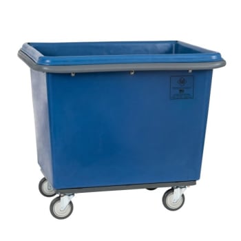 Image for R&b Wire Products 10 Bushel Poly Cube Truck W/ Bumper, Steel Base, All Swivel Casters, Blue from HD Supply