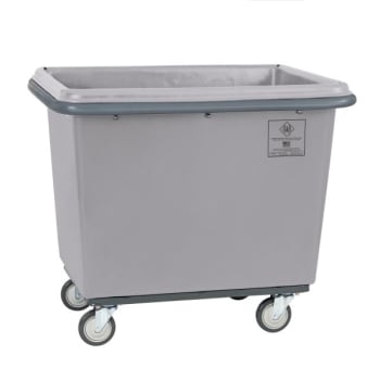 Image for R&b Wire™ 6 Bushel Poly Cube Truck W/ Bumper, Steel Base, All Swivel Casters, Gray from HD Supply