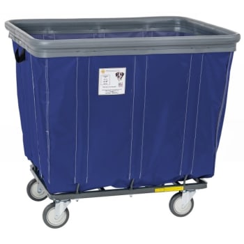 Image for R&b Wire Products 8 Bushel Vinyl Basket Truck W/ Bumper, Steel Base, All Swivel Casters, Navy from HD Supply