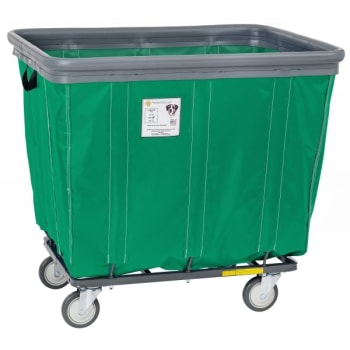 Image for R&b Wire Products 16 Bushel Vinyl Basket Truck W/ Bumper, Steel Base, All Swivel Casters, Forest Green from HD Supply