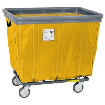 Image for R&b Wire Products 12 Bushel Vinyl Basket Truck W/ Bumper, Steel Base, All Swivel Casters, Yellow from HD Supply