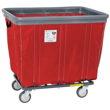 Image for R&b Wire Products 8 Bushel Vinyl Basket Truck W/ Bumper, Steel Base, All Swivel Casters, Red from HD Supply