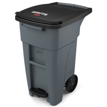 Image for Rubbermaid Brute 32 Gallon Step-On Rollout Trash Can w/ Lid (Gray) from HD Supply